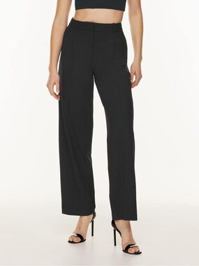 Aritzia Babaton Pleated Pant High Rise Wool Straight Leg Black Trousers Size 4